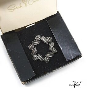 Vintage Sarah Coventry 1.5" Pin Brooch - Antique Rose 6439 Original Box -Hey Viv